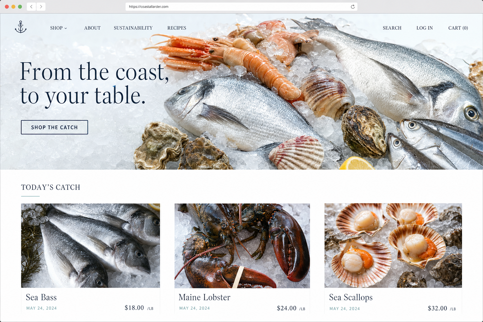 Coastal Larder storefront built with Mimnu